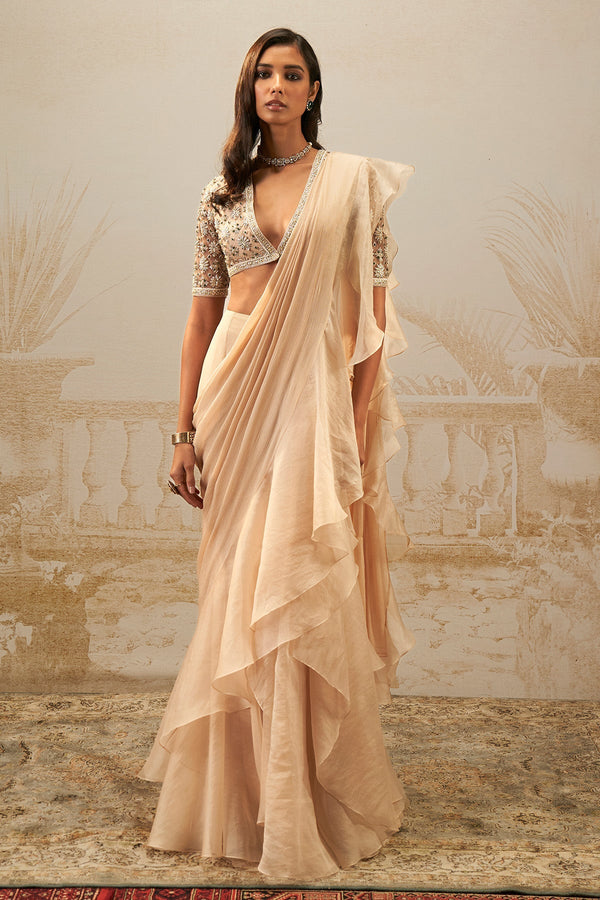 Sneh Ruffle Saree Set-RTS