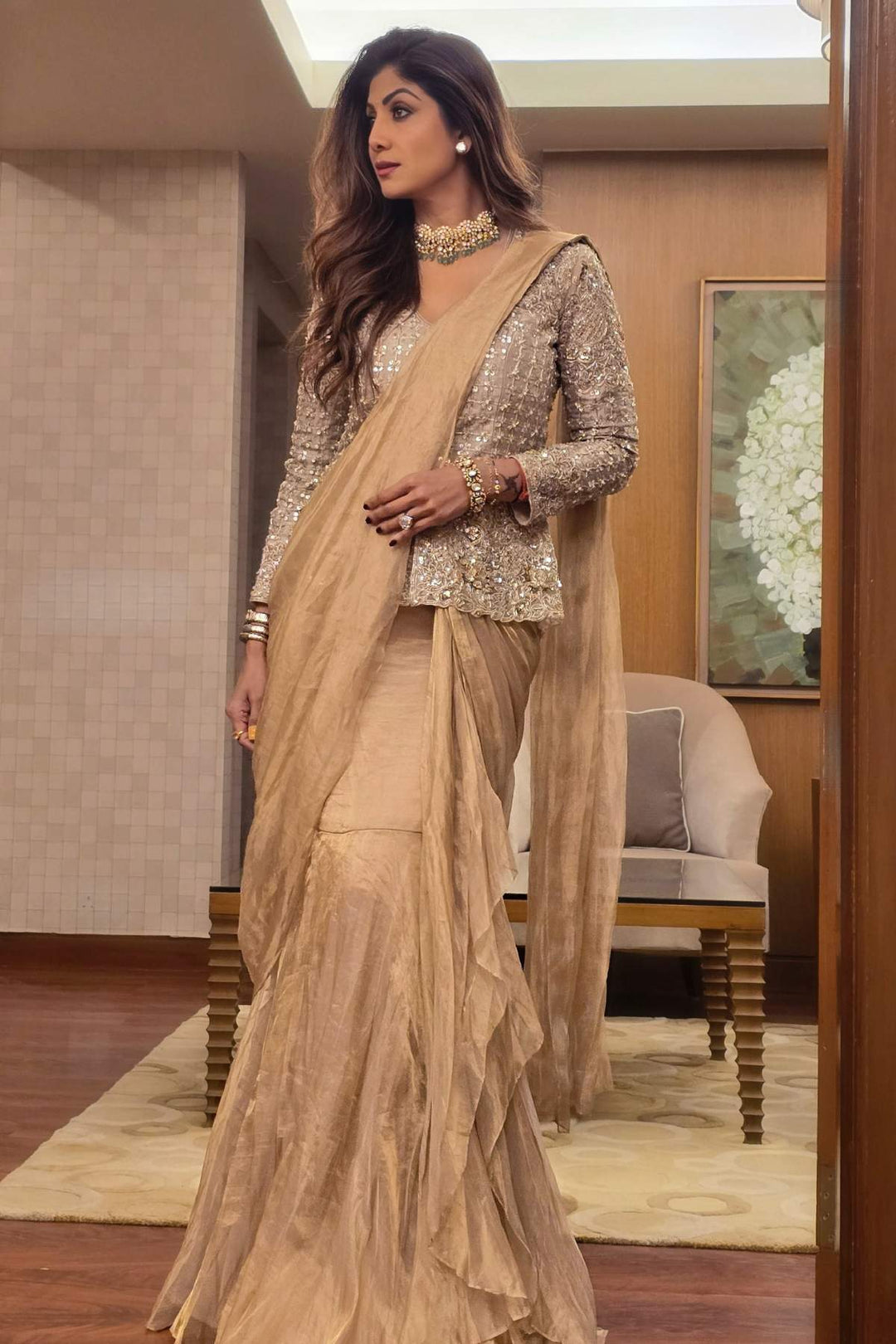 Shilpa Shetty In Miraaz Saree Set