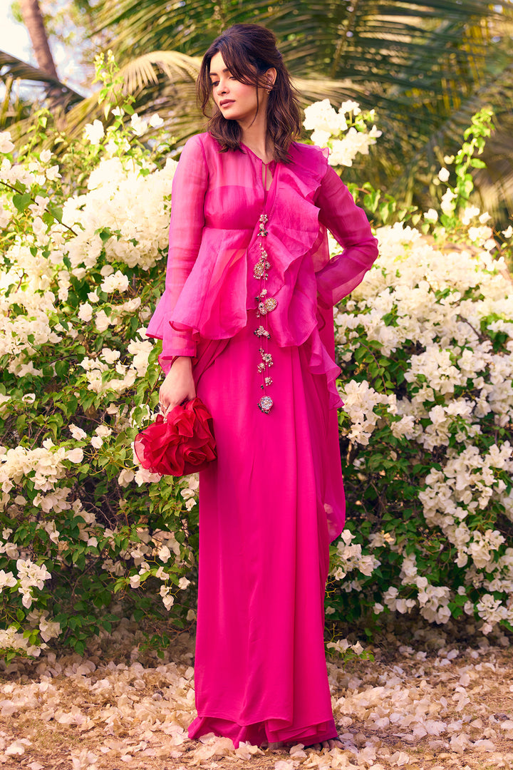 Diana Penty in Garnet Saree Set