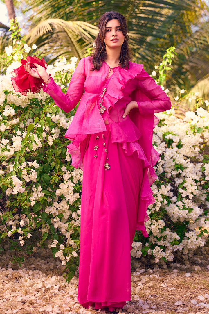 Diana Penty in Garnet Saree Set