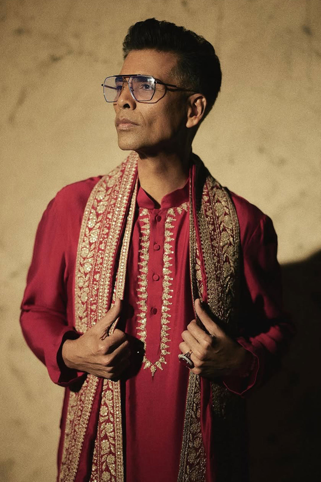 Karan Johar In Belong Kurta Shawl Set