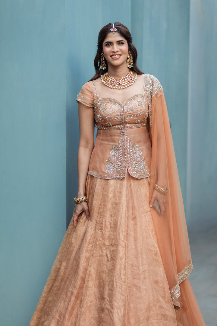 ⁠Nayanika Reddy in Lustre Lehenga Set