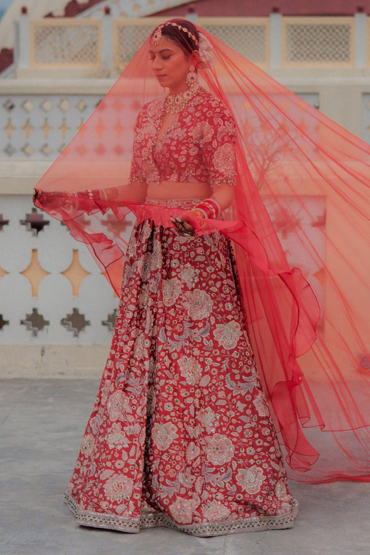 SWASTIKA IN STARLET LEHENGA SET