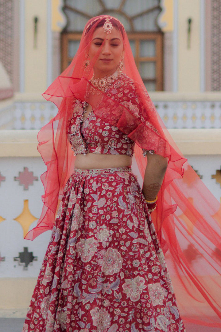 SWASTIKA IN STARLET LEHENGA SET