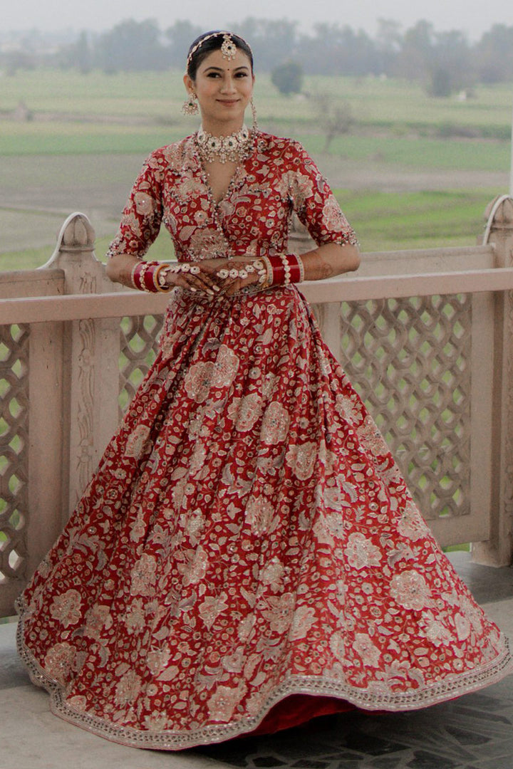 SWASTIKA IN STARLET LEHENGA SET