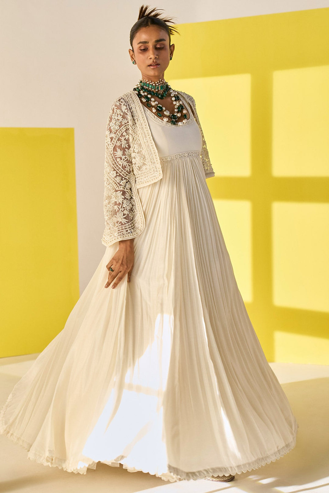 RM-Ivory Fine Silk Full Length Anarkali