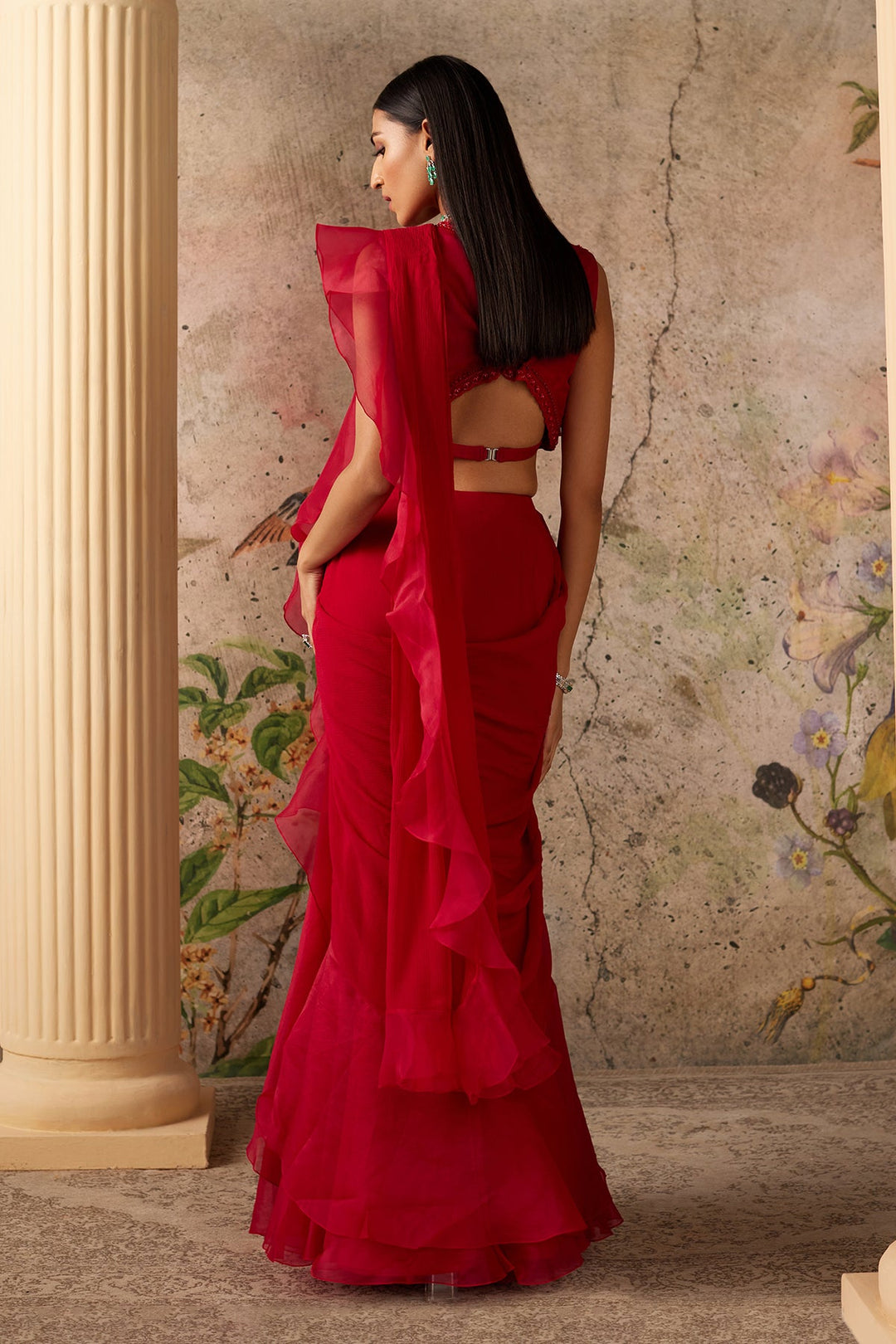 Spotlight Ruffle Saree Set-RTS