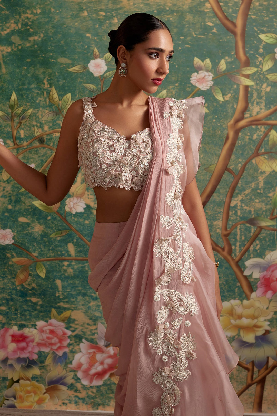 Dainty Ruffle Saree Set-RTS