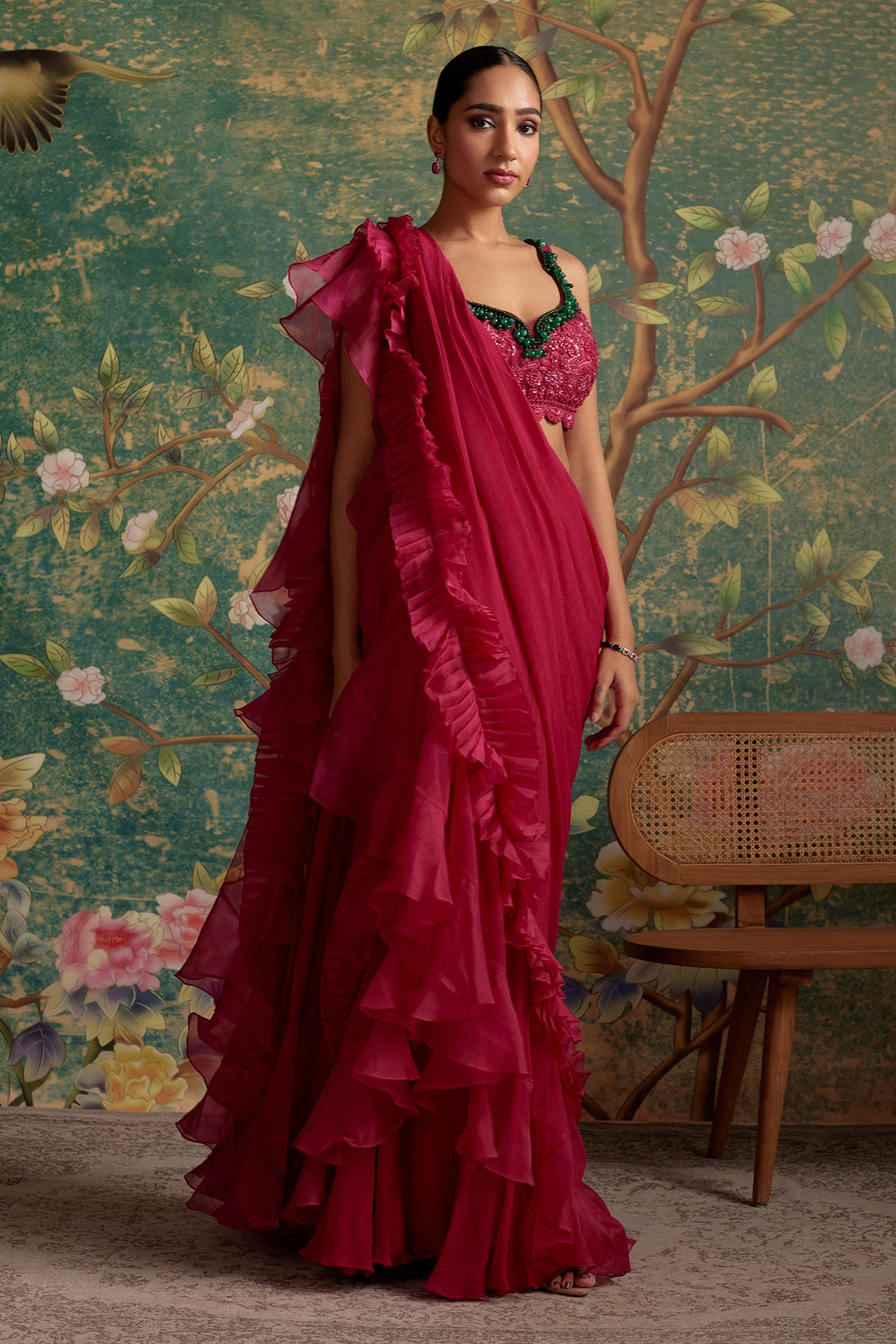 Allure Ruffle Saree Set-RTS