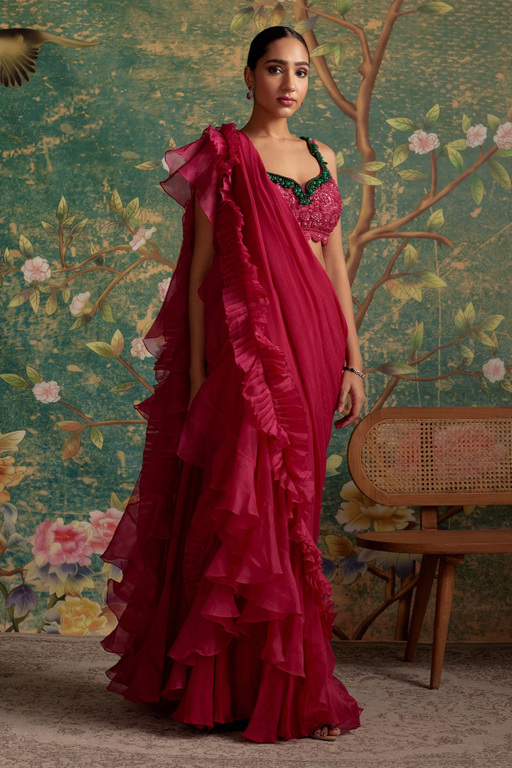 Allure Ruffle Saree Set-RTS