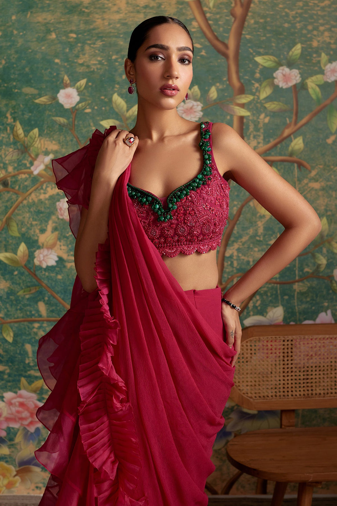 Allure Ruffle Saree Set-RTS