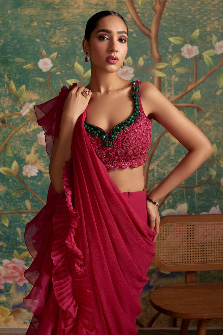 Allure Ruffle Saree Set-RTS