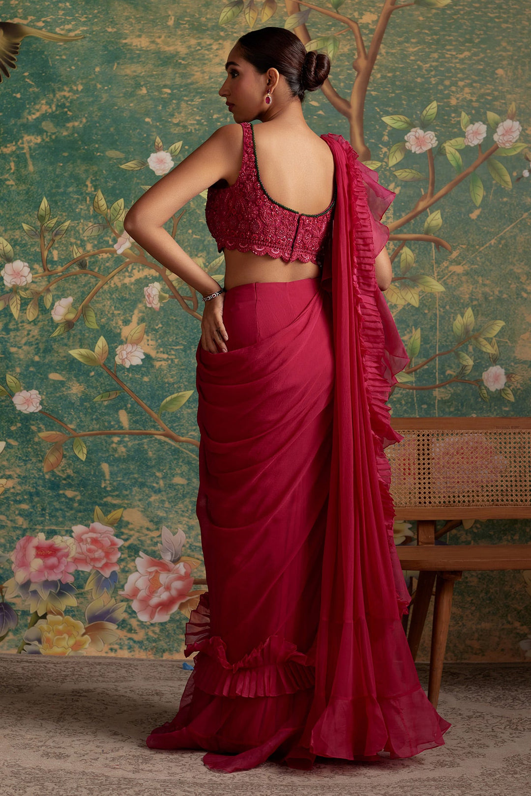 Allure Ruffle Saree Set-RTS