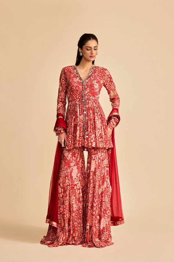 Mehroon PEPLUM SET