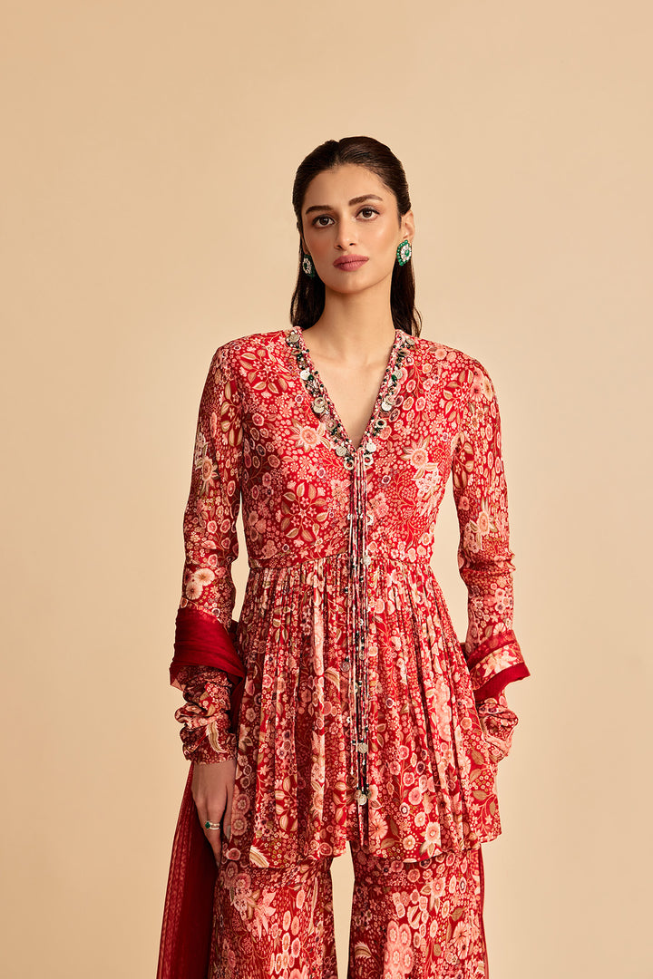 Mehroon PEPLUM SET