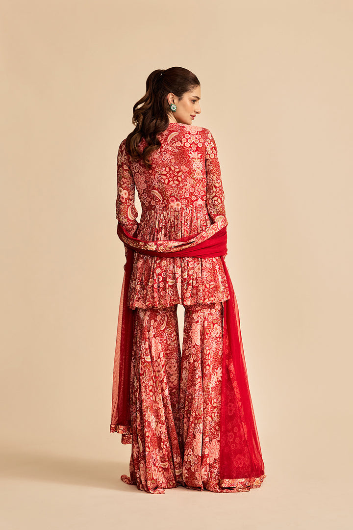 Mehroon PEPLUM SET