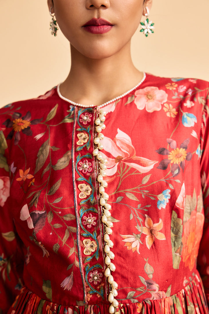 Surkhgul Peplum Set