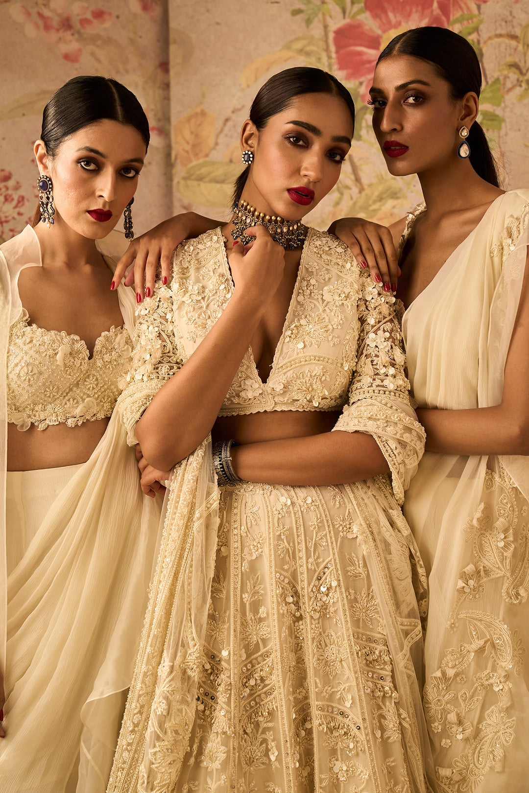 Ridhi-mehra-Ivory Organza Heavy Embroidered-Lehenga