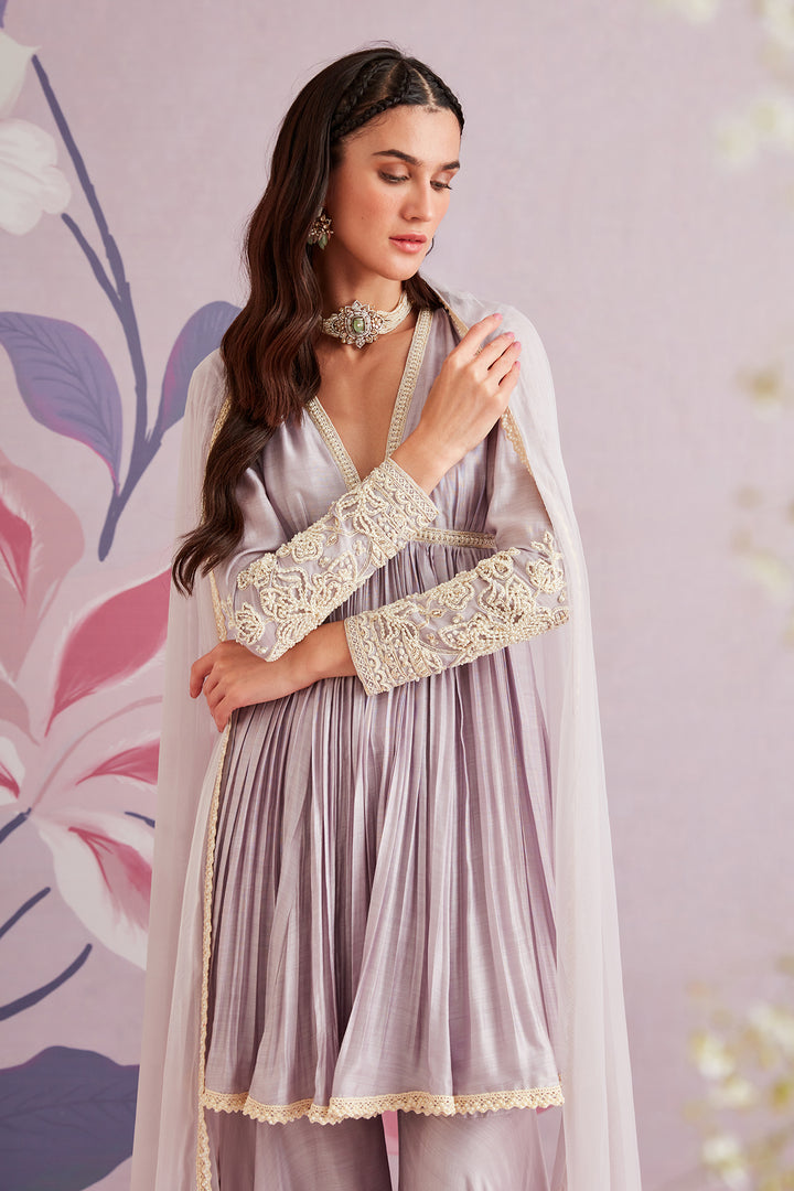 RM-Embroidered silk short Anarkali and embroidered garara