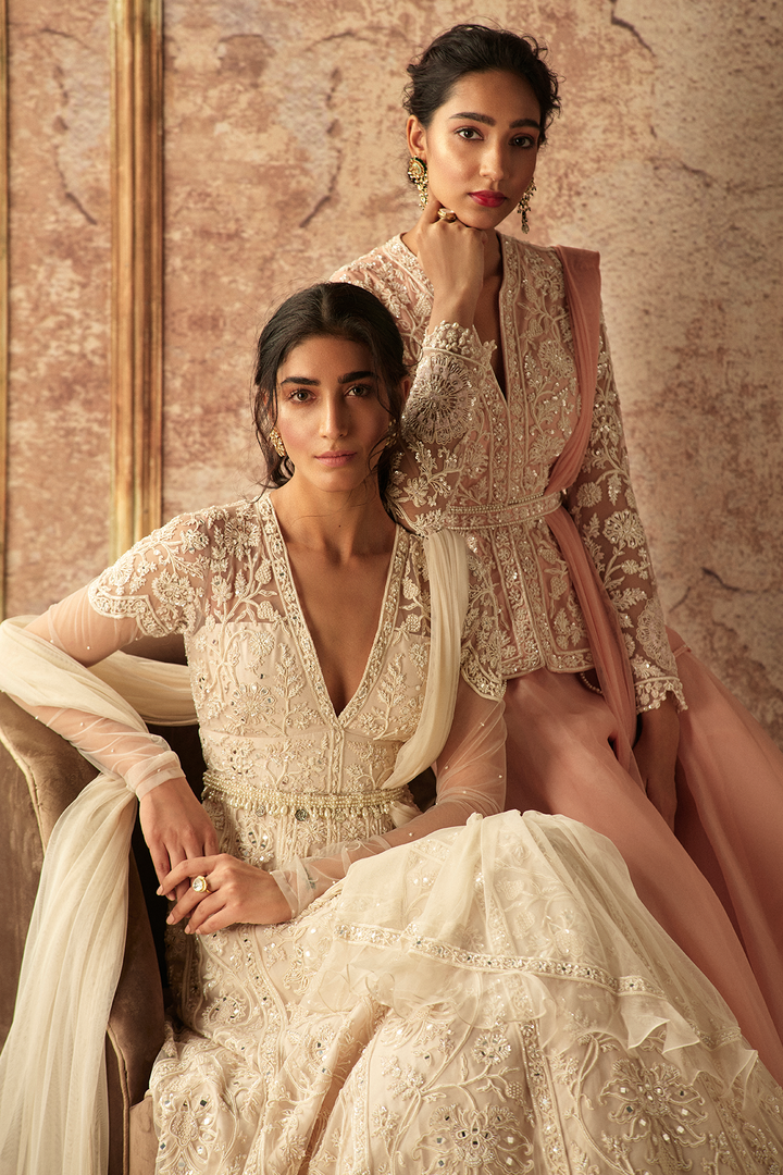 Ridhi-Mehra-Ivory net embroidered anarkali
