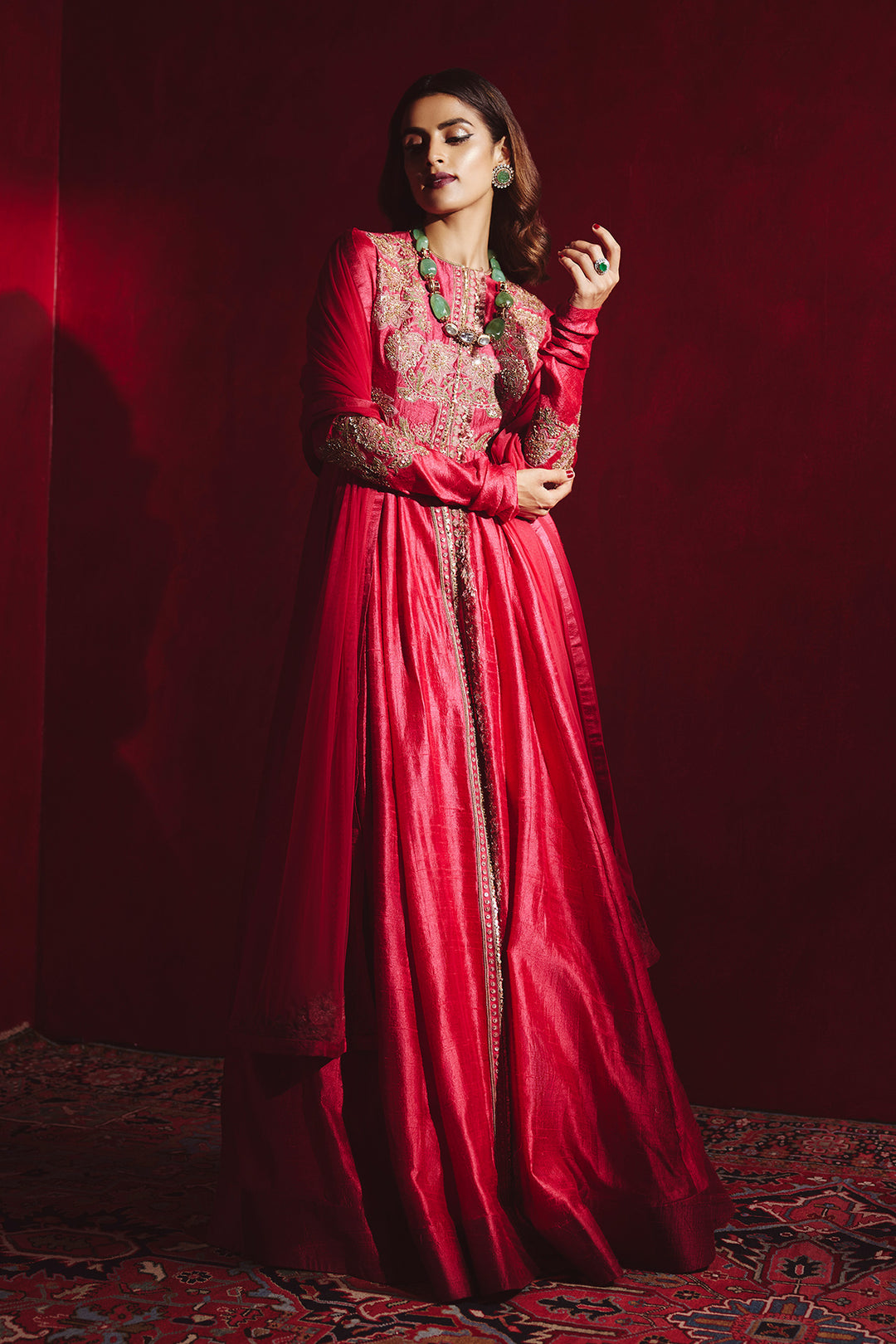 cherry red color dress Party Wear Designer Cherry Red Gown