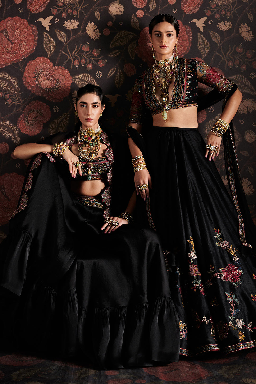 RidhiMehra-Organza tiered gharara with an embroidered