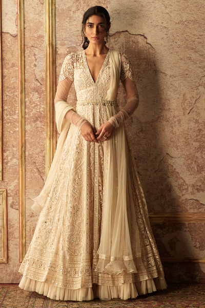 Ridhi_mehra-Ivory net embroidered anarkali